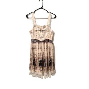 Grizzlybear Romantic Indie Dress Lace Bow L Twee Mod Whimsical Boho Storybook